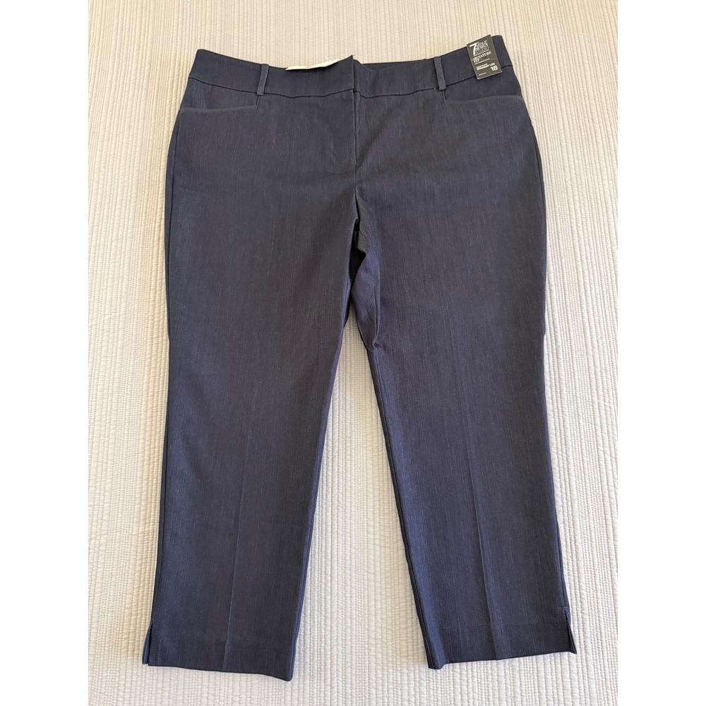 New York & Company 7th Avenue Signature Fit Crop Pant Straight Leg Navy Blue‎ 18